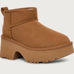 UGG Classic Ultra Mini New Heights Platform Boots Chestnut Women's Size 10 NIB